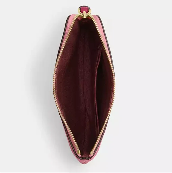 Coach Corner Zip Wristlet with Cherry Print Gold/Flower Pink/Bright Violet - Picture 2 of 7